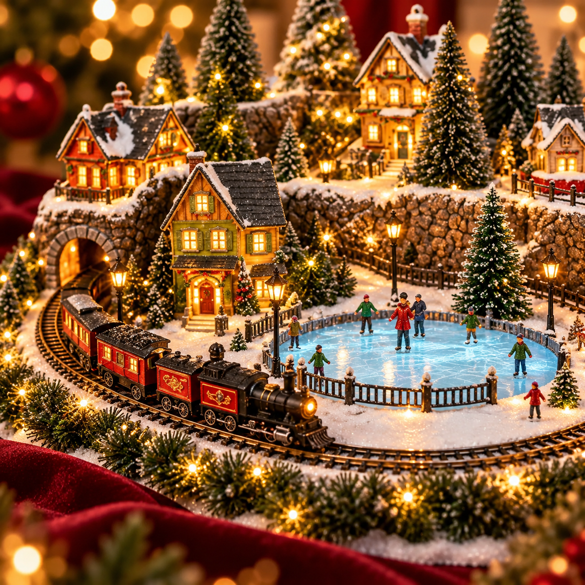 Magischer Weihnachtszug & Eislaufbahn