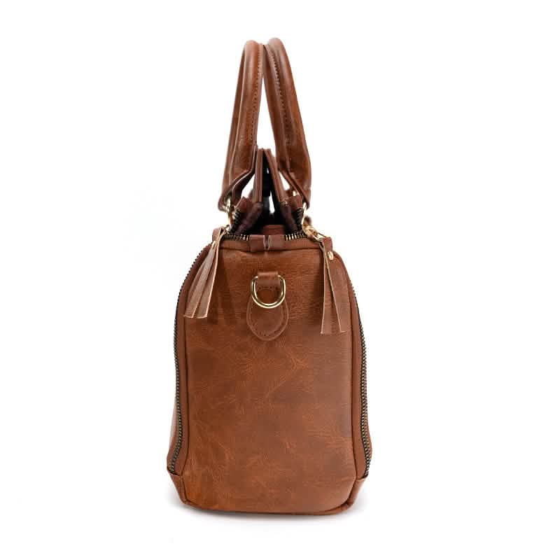 Vintage PU-Leder-Handtasche mit Multitaschen-Organizer-Einsatz