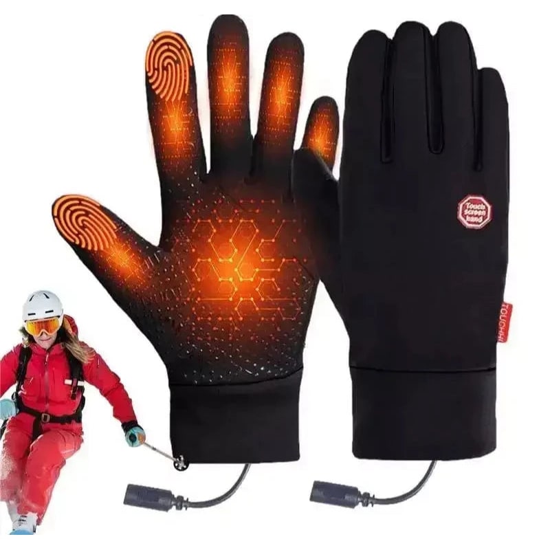 Beheizte Winter-Thermohandschuhe mit Touchscreen-Fingerspitzen und Reißverschluss