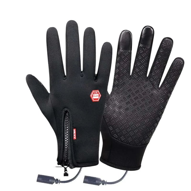 Beheizte Winter-Thermohandschuhe mit Touchscreen-Fingerspitzen und Reißverschluss