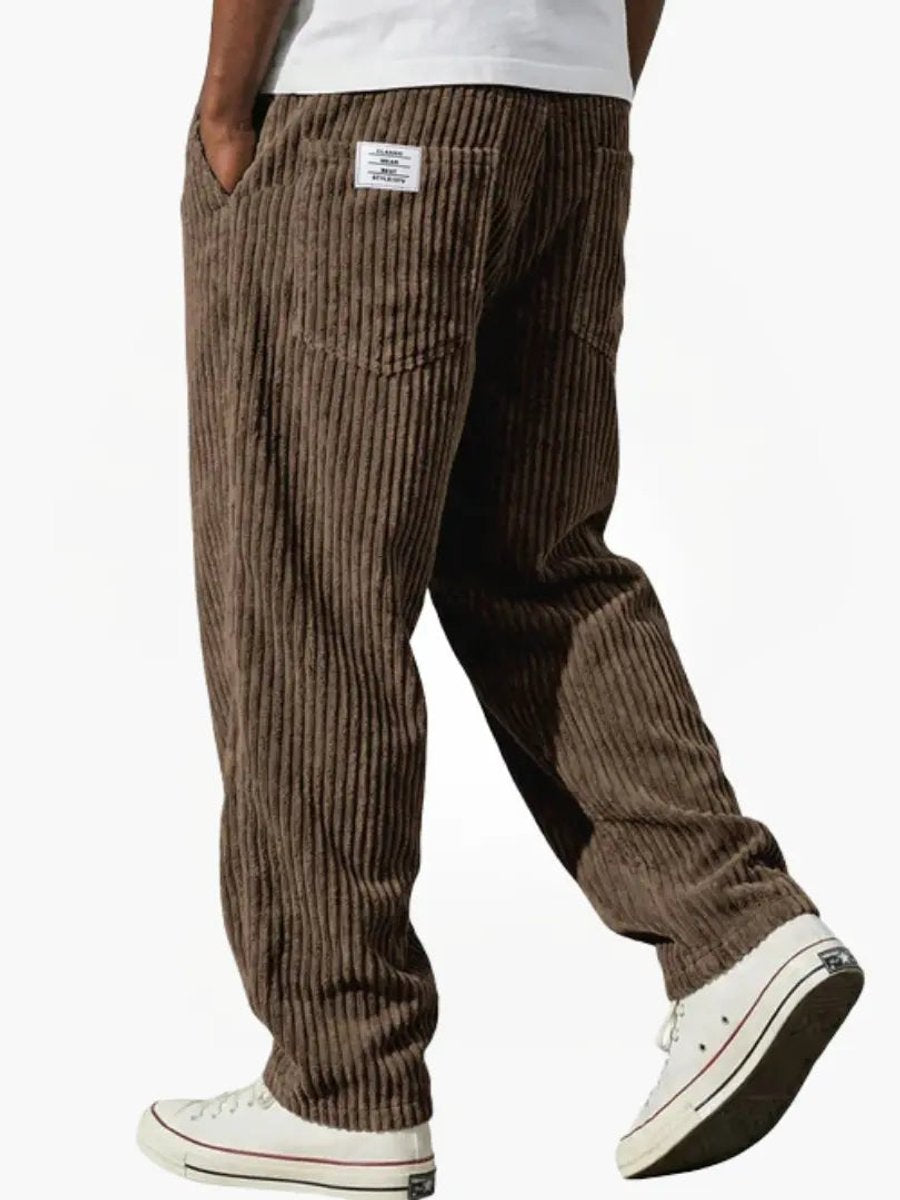 Herren Lockere Cord-Hose mit Elastikbund Gerade Passform