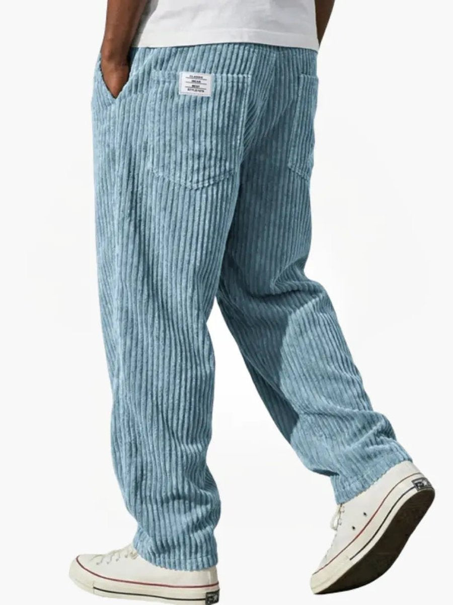 Herren Lockere Cord-Hose mit Elastikbund Gerade Passform