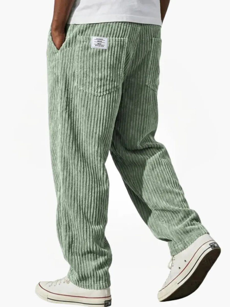 Herren Lockere Cord-Hose mit Elastikbund Gerade Passform