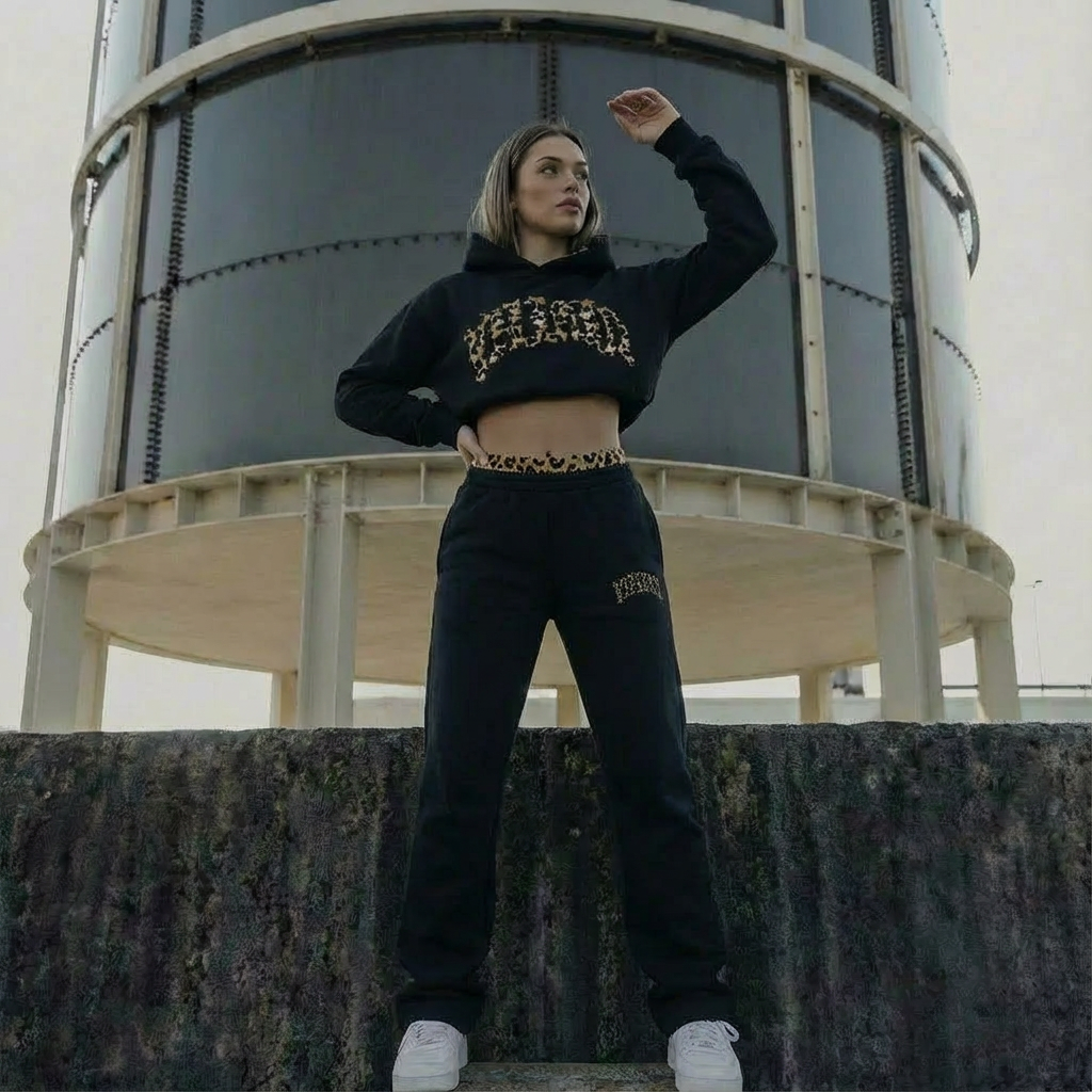 Leopard Lounge Set | Hoodie & Jogginghose mit Leo-Akzent