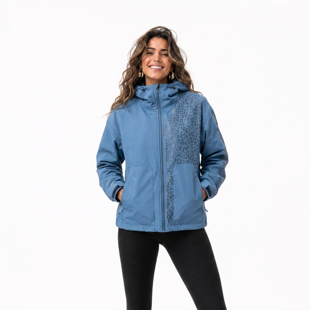 Regenjacke Damen mit verstecktem Leoparden-Print