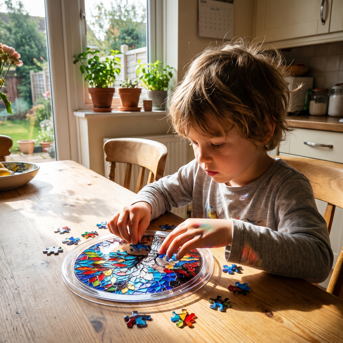 Buntglas-Fensterbild-Puzzle für Fenster
