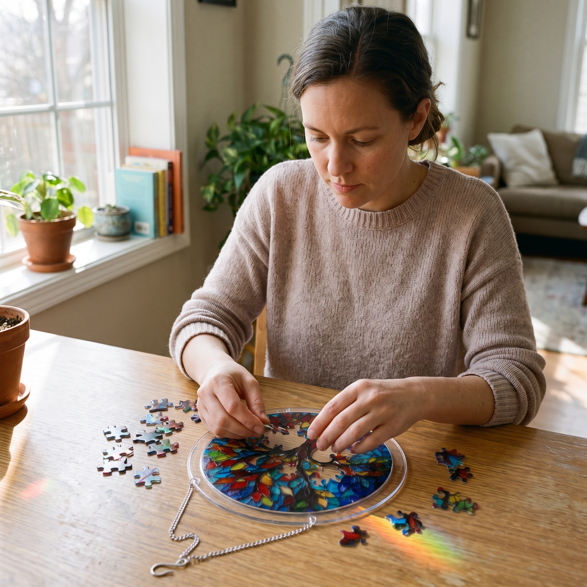 Buntglas-Fensterbild-Puzzle für Fenster