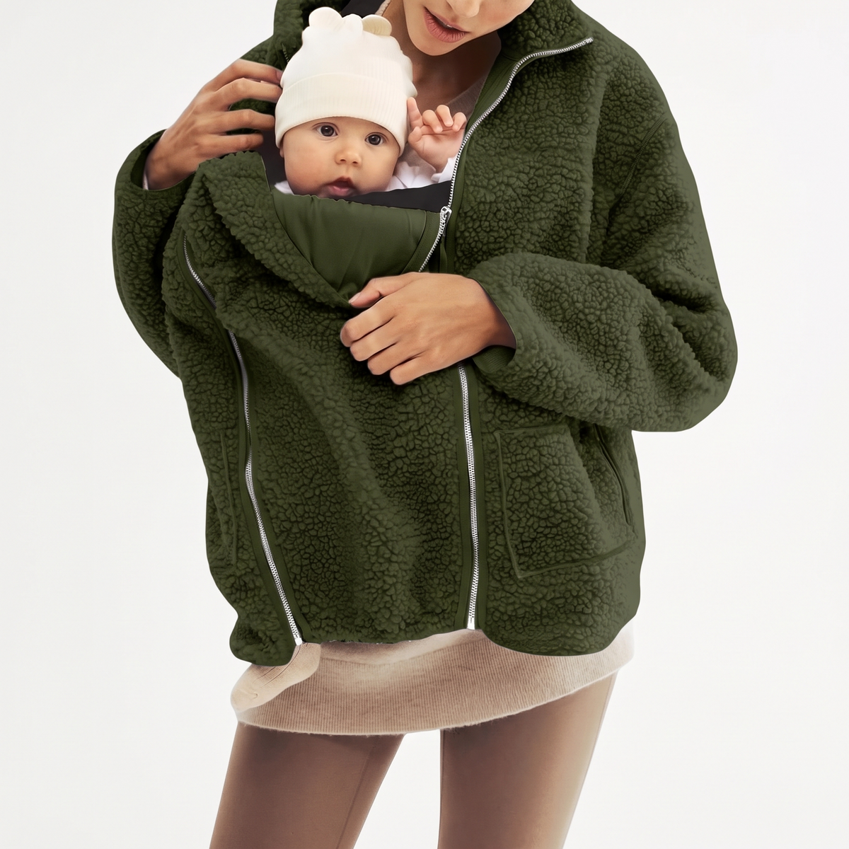 2 in 1 Teddy Umstands- und Tragejacke