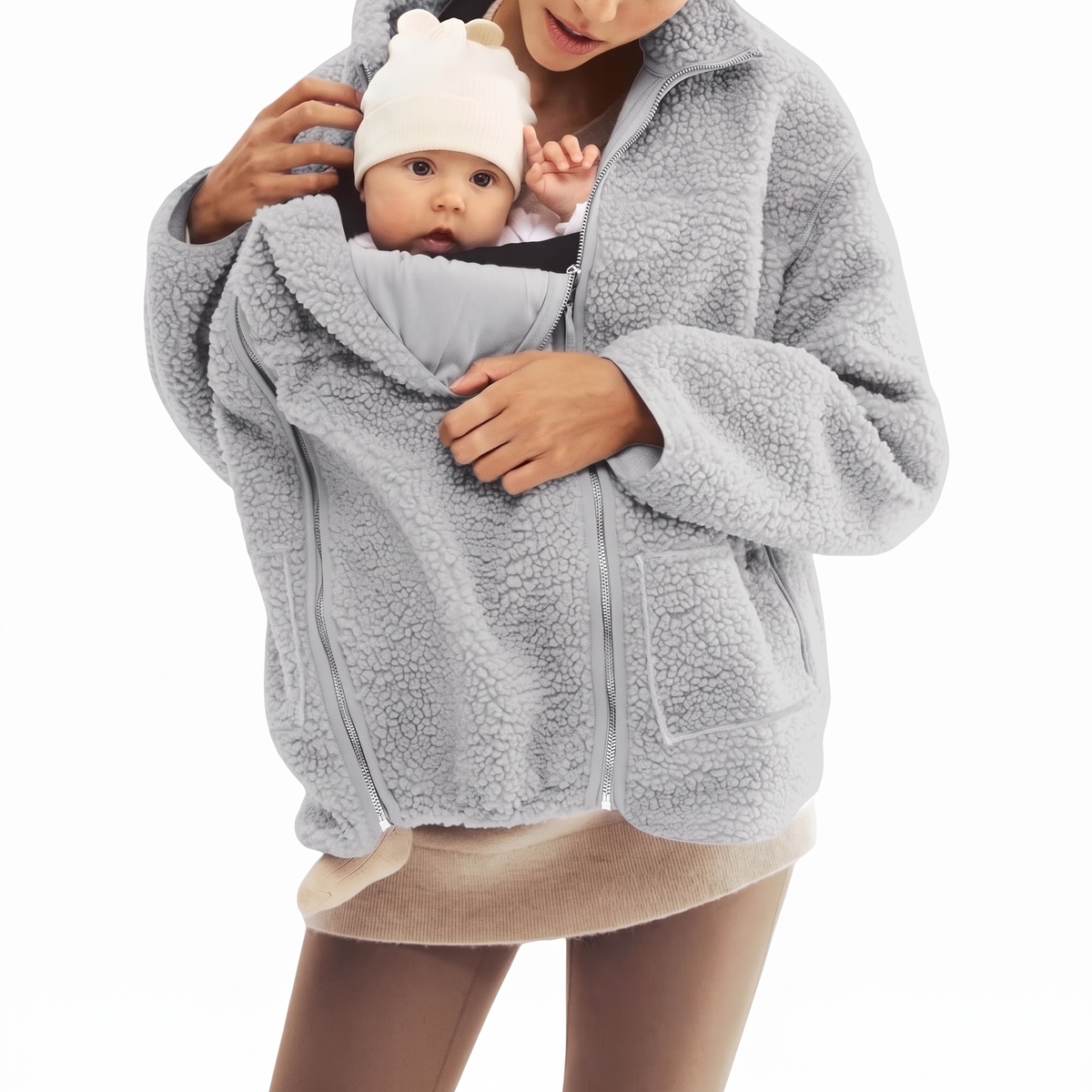 2 in 1 Teddy Umstands- und Tragejacke
