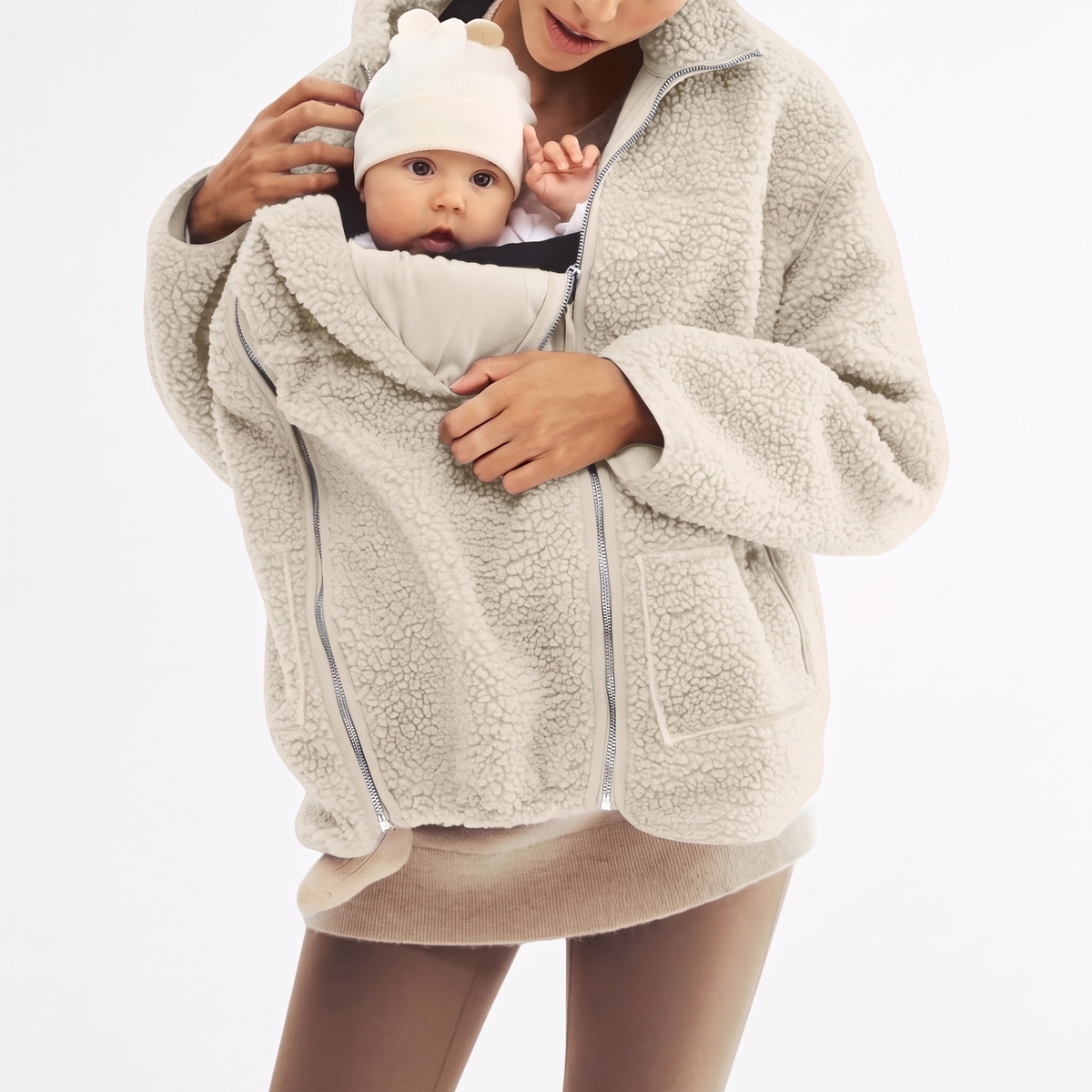 2 in 1 Teddy Umstands- und Tragejacke
