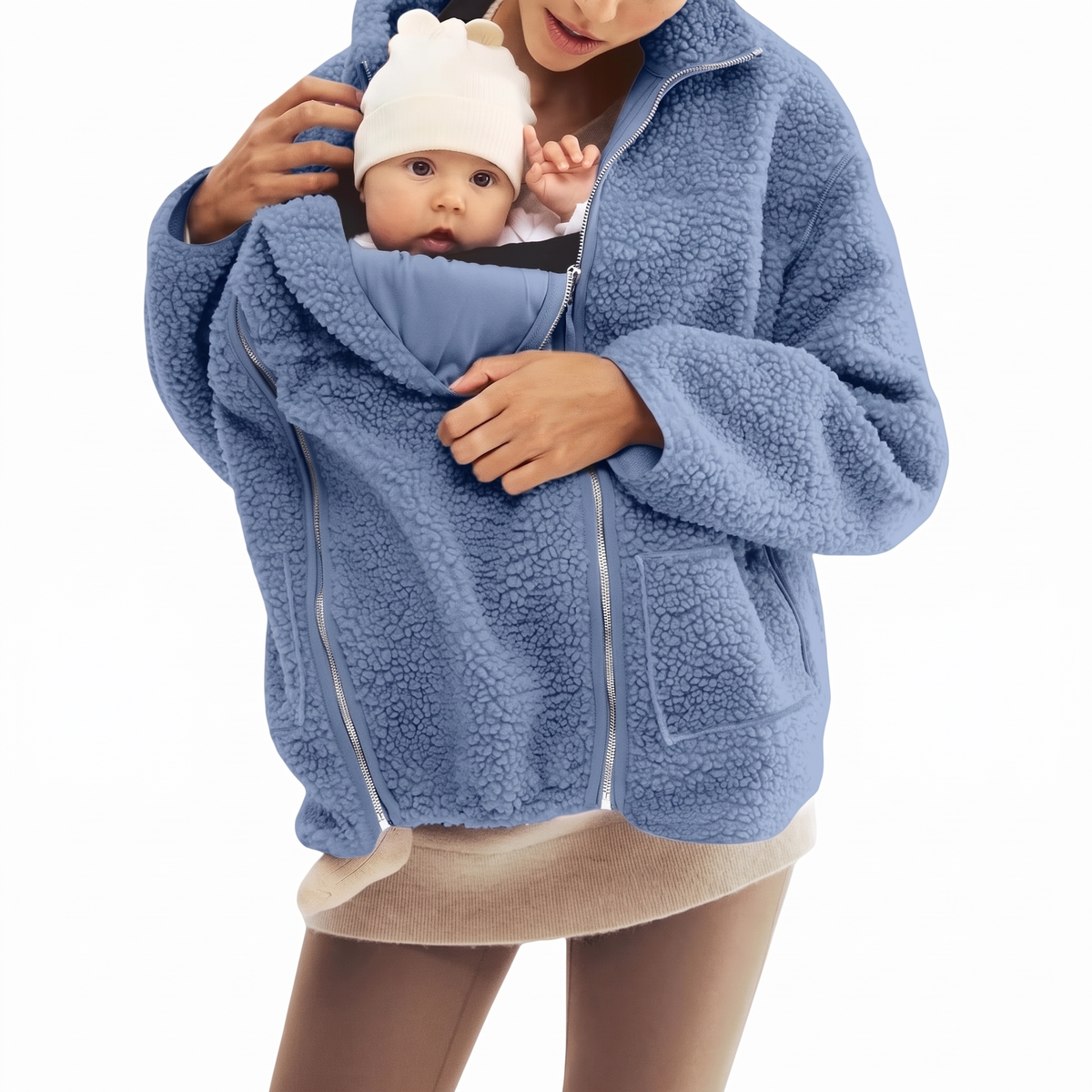 2 in 1 Teddy Umstands- und Tragejacke