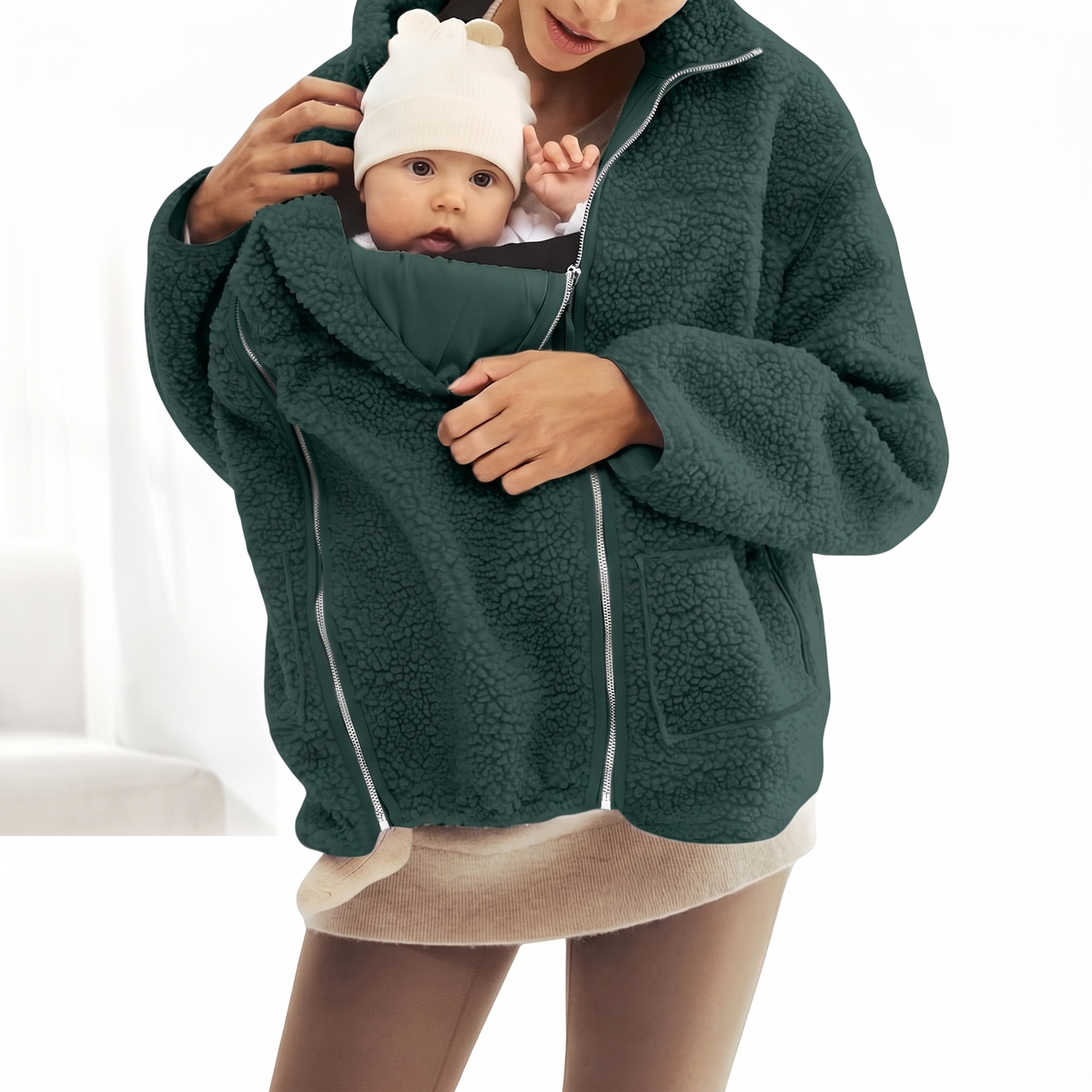 2 in 1 Teddy Umstands- und Tragejacke