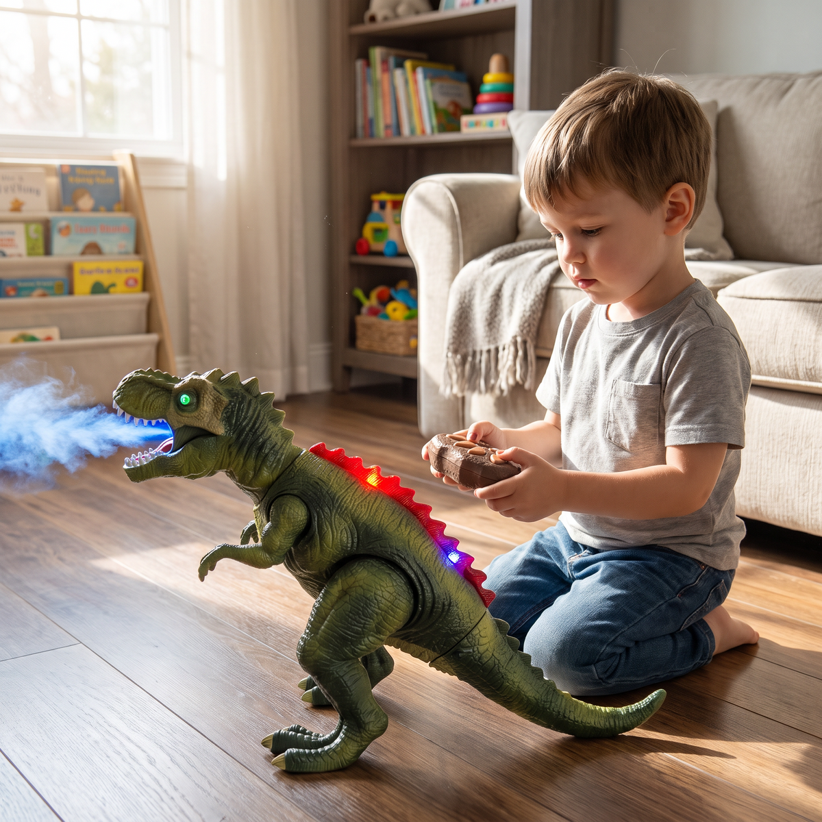 Ferngesteuerter T-Rex mit Nebel und LED-Lichtern