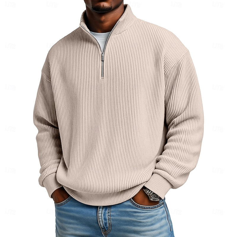 Harlan Gerippter Pullover mit Reißverschluss