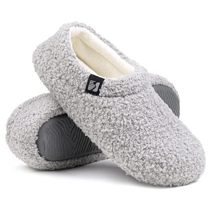 Sherpa-Fleece-Hausschuh mit Memory-Foam-Fußbett und Gummisohle, maschinenwaschbar