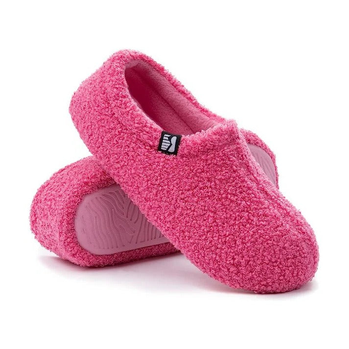 Sherpa-Fleece-Hausschuh mit Memory-Foam-Fußbett und Gummisohle, maschinenwaschbar