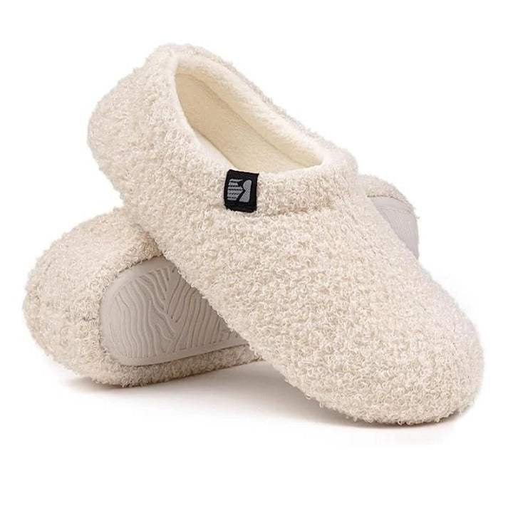 Sherpa-Fleece-Hausschuh mit Memory-Foam-Fußbett und Gummisohle, maschinenwaschbar