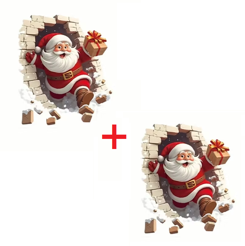 3D-Weihnachtsmann-Aufkleber für die Feiertage Wanddekoration