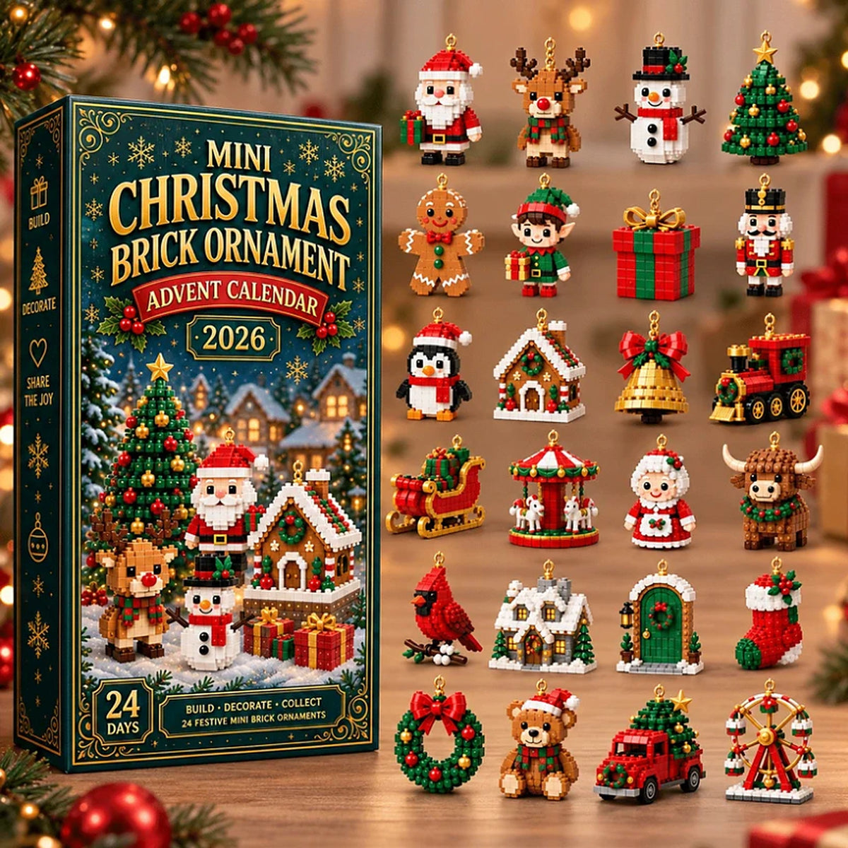 Weihnachts-Adventskalender - 24 Mini-Weihnachtsfiguren aus Bausteinen