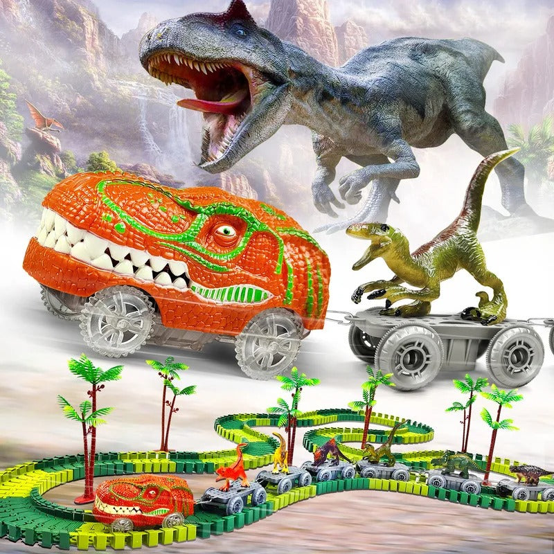 Dinosaur Track Adventure – Flexible Rennbahn mit leuchtender Lok