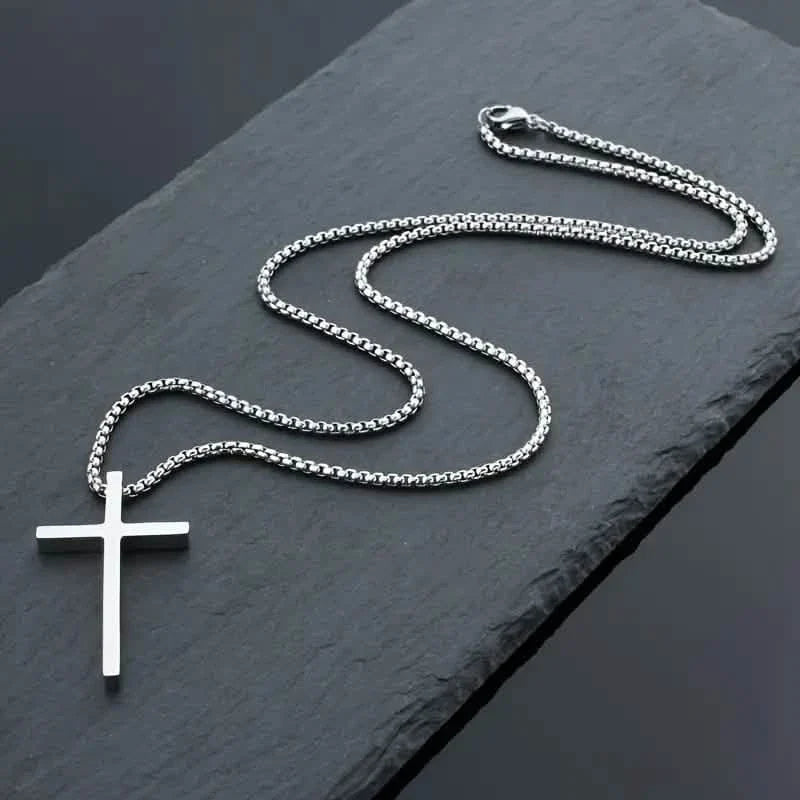 Edelstahl Kreuz Anhänger Unisex Halskette