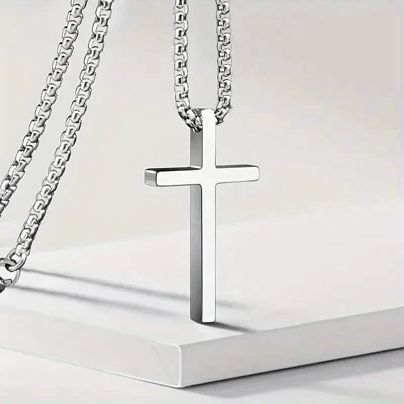 Edelstahl Kreuz Anhänger Unisex Halskette