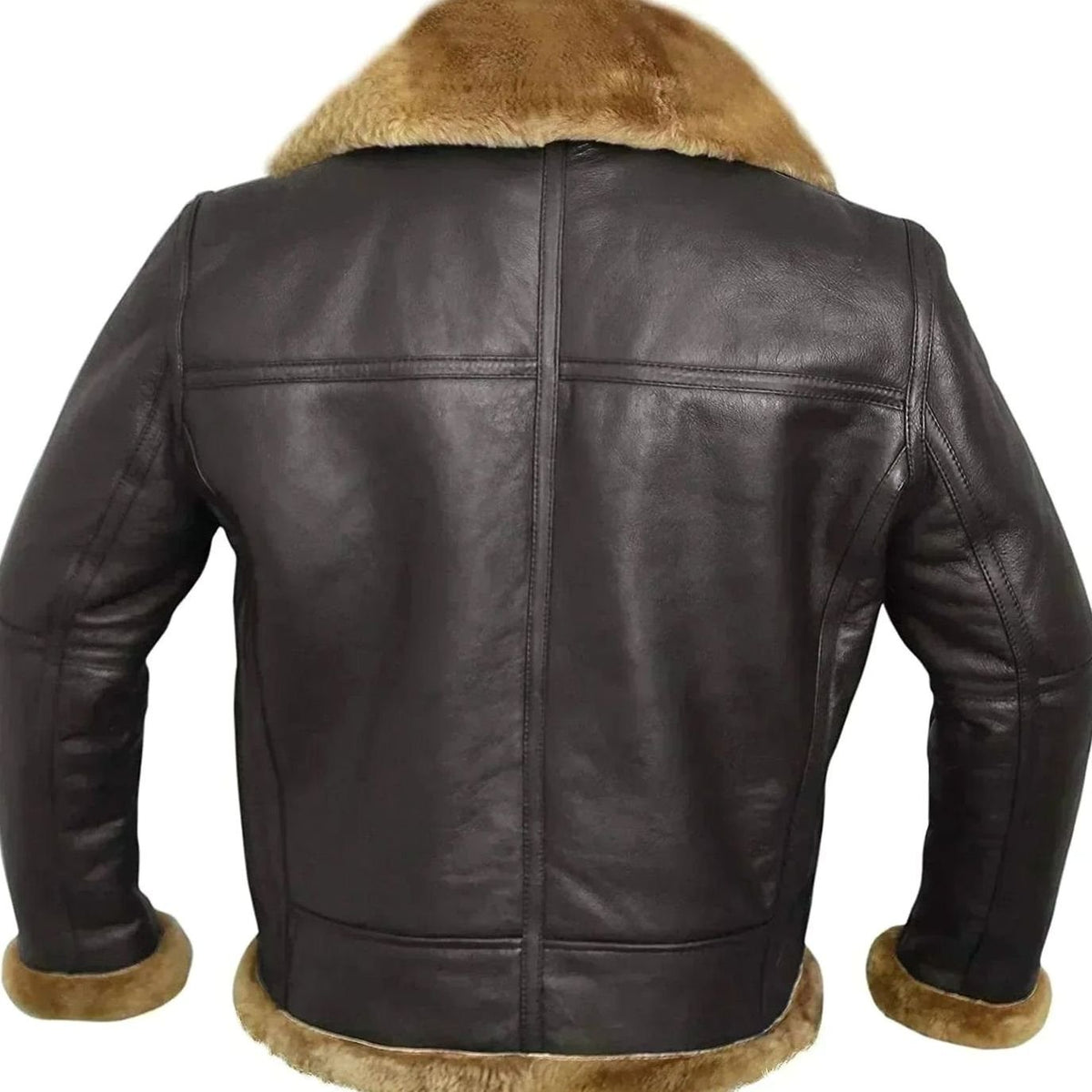 Herren Lammfell-gefütterte Aviator-Lederjacke mit Reißverschluss