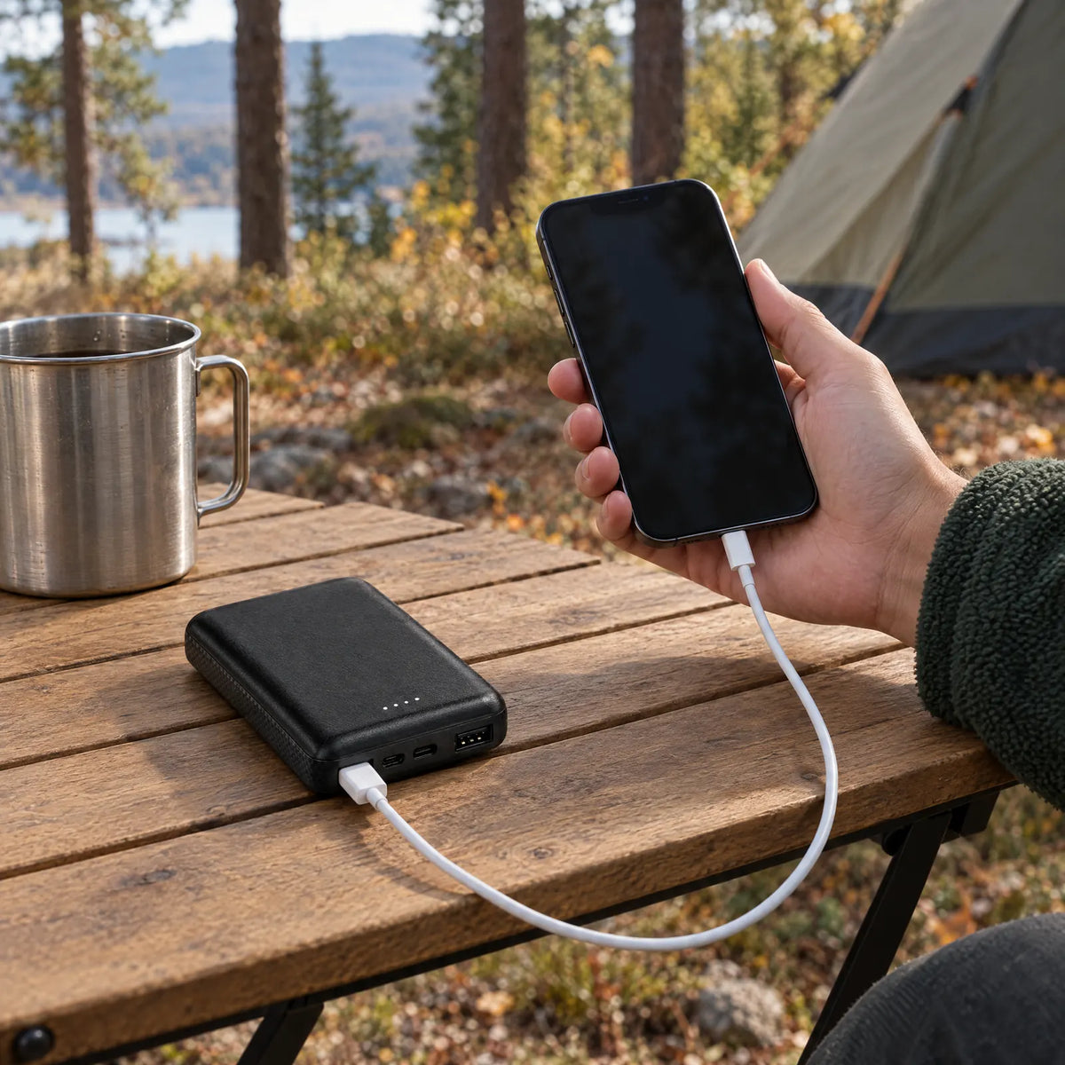 Powerbank 10.000 mAh (5 V/2,1 A) – Für Handy, Camping & Notfall