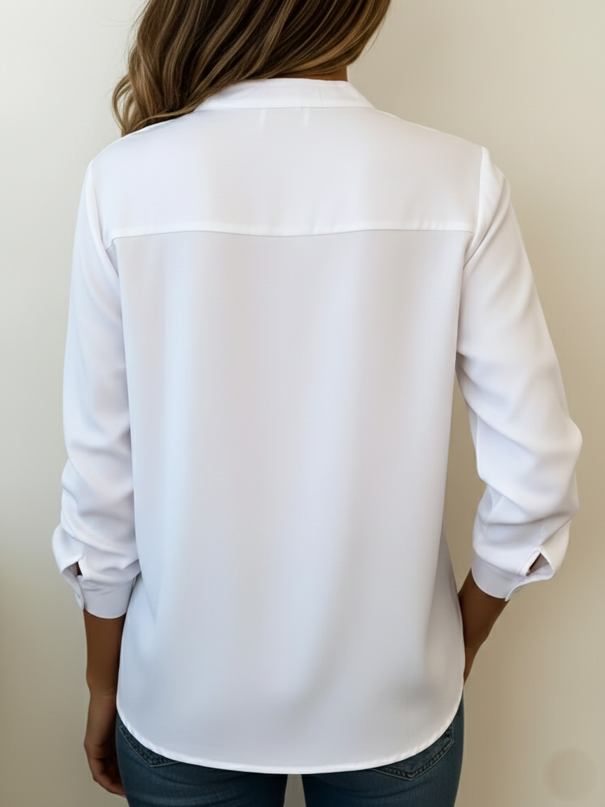 Minimalistisches V-Ausschnitt Baumwolle Hemd Top