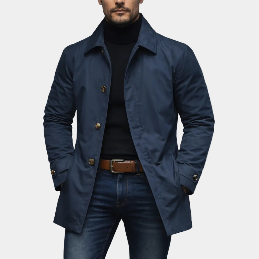 Herren Kurzmantel einreihig mit klassischem Kragen, elegant für Frühling und Büro