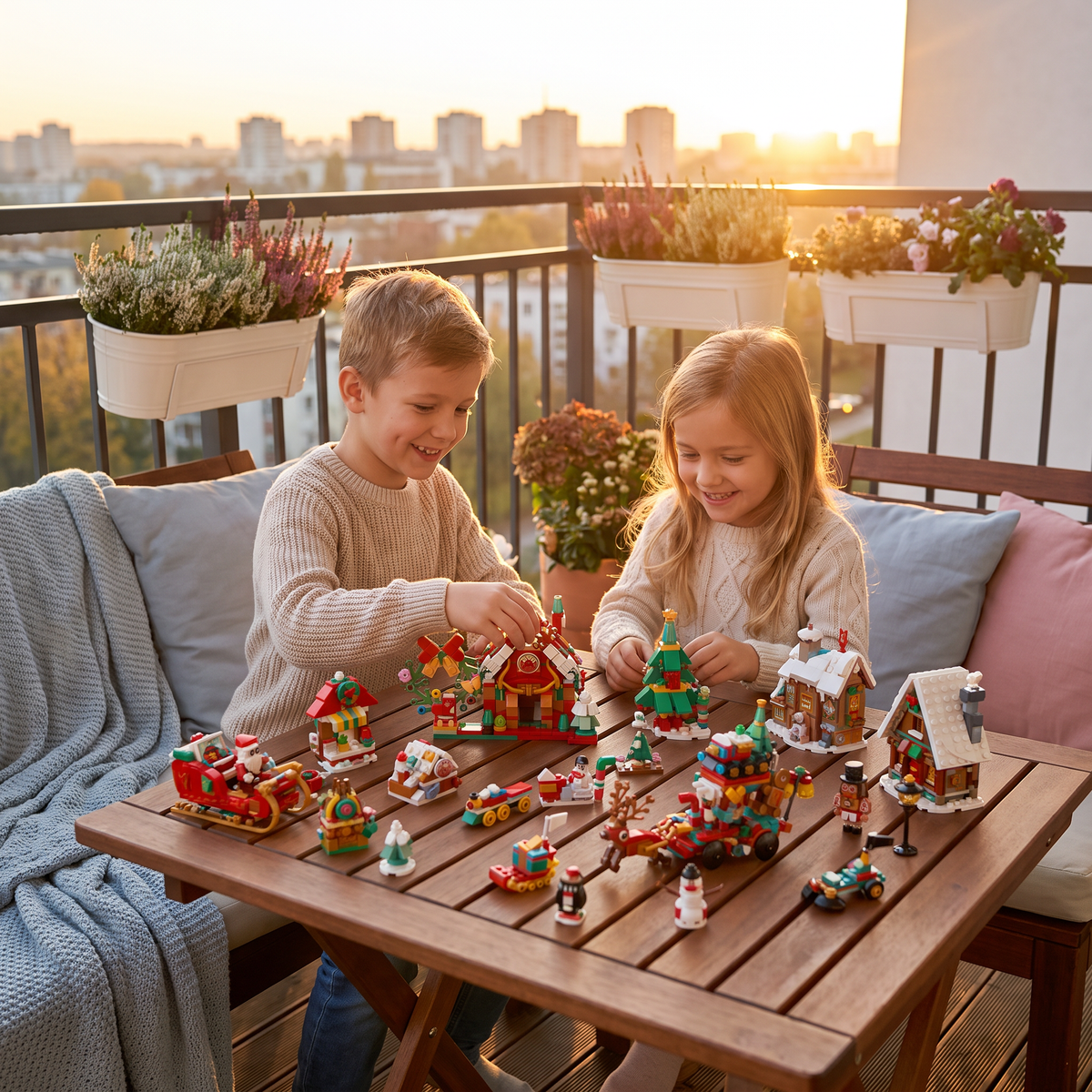 Adventskalender mit Bausteinen – Weihnachtsdorf für Kinder