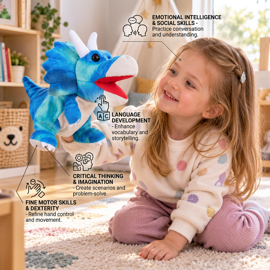 Lustiges Dinosaurier-Plüsch-Handpuppe