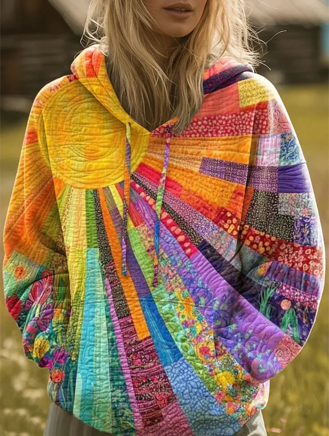Madison Lebendiger Patchwork Bohemian Hoodie