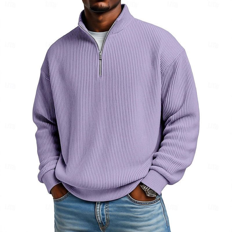 Harlan Gerippter Pullover mit Reißverschluss