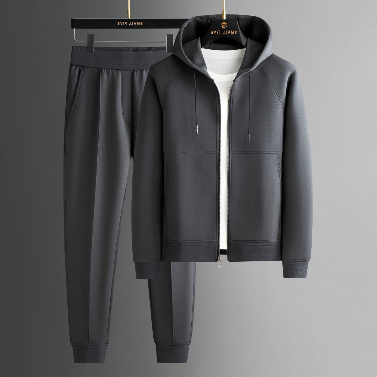Herren-Trainingsanzug mit Reißverschluss – Kapuzenjacke und Jogger-Set mit Kordelzug-Taille für legere Alltagskleidung