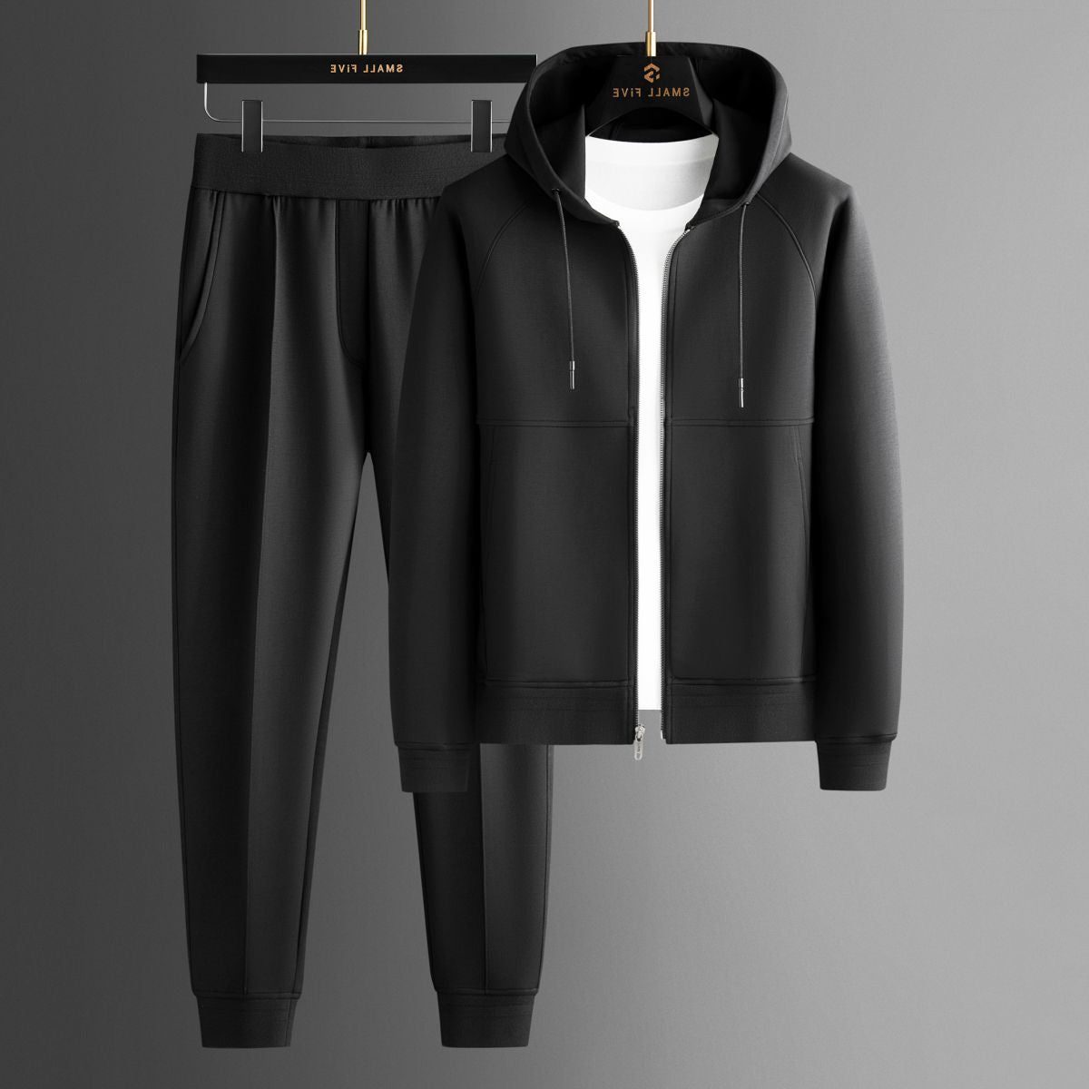 Herren-Trainingsanzug mit Reißverschluss – Kapuzenjacke und Jogger-Set mit Kordelzug-Taille für legere Alltagskleidung