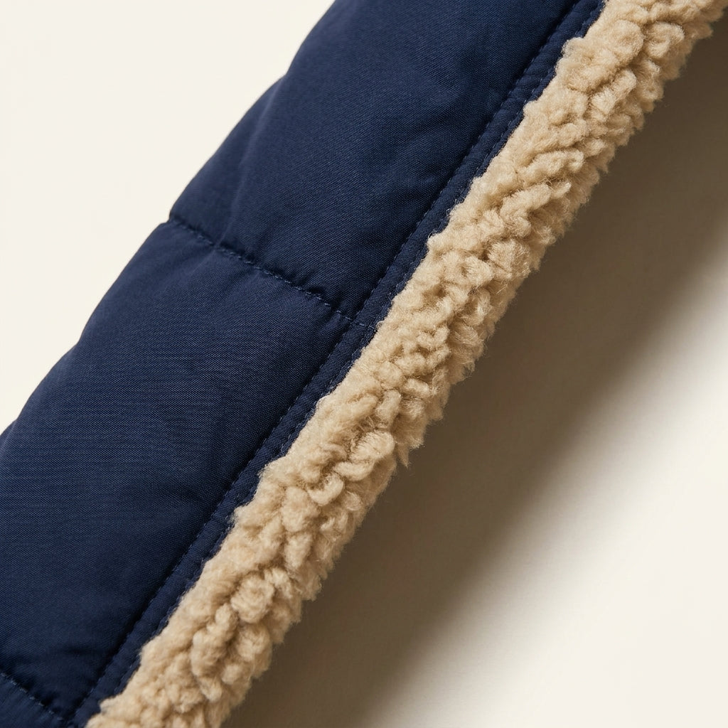 Langer Wendbarer Sherpa-Mantel mit Kapuze
