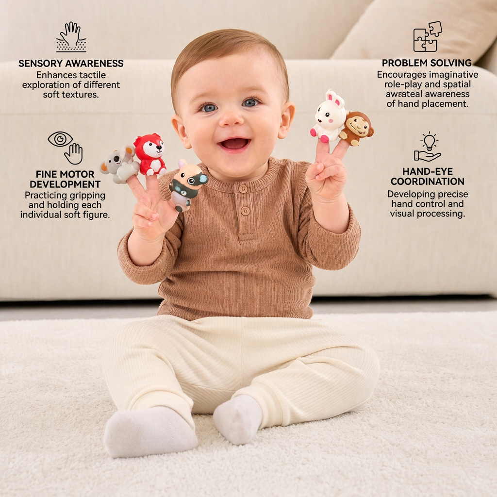 5-in-1 Montessori weiches Gummi Baby Sensorik-Spielset mit Stapel- & Sortierspielzeug – 26 Teile