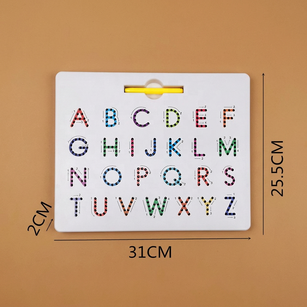 2-in-1 Magnetisches Buchstaben-Nachziehbrett für Groß- und Kleinbuchstaben-Schreibübung