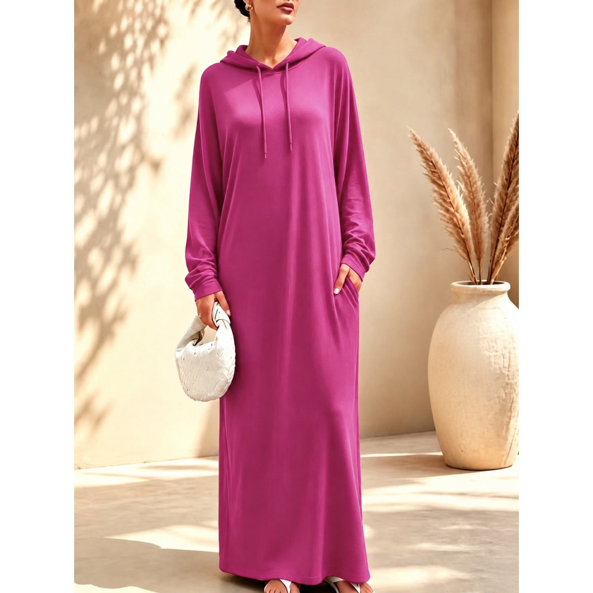 Oversize Maxikleid mit Kapuze für Damen für Herbst & Winter