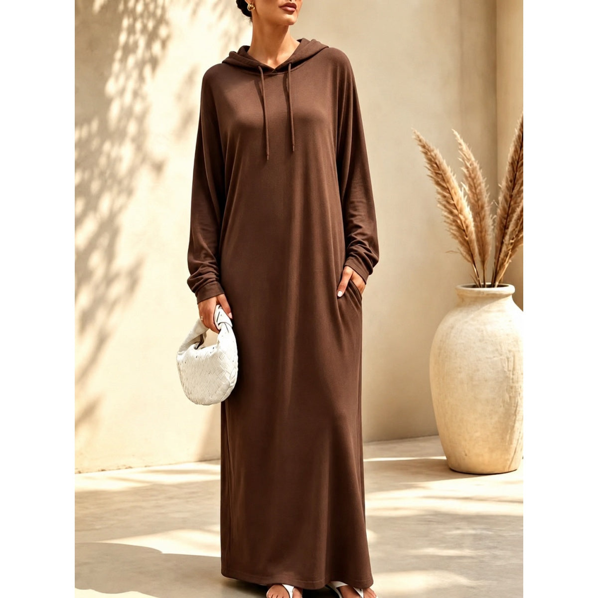 Oversize Maxikleid mit Kapuze für Damen für Herbst & Winter