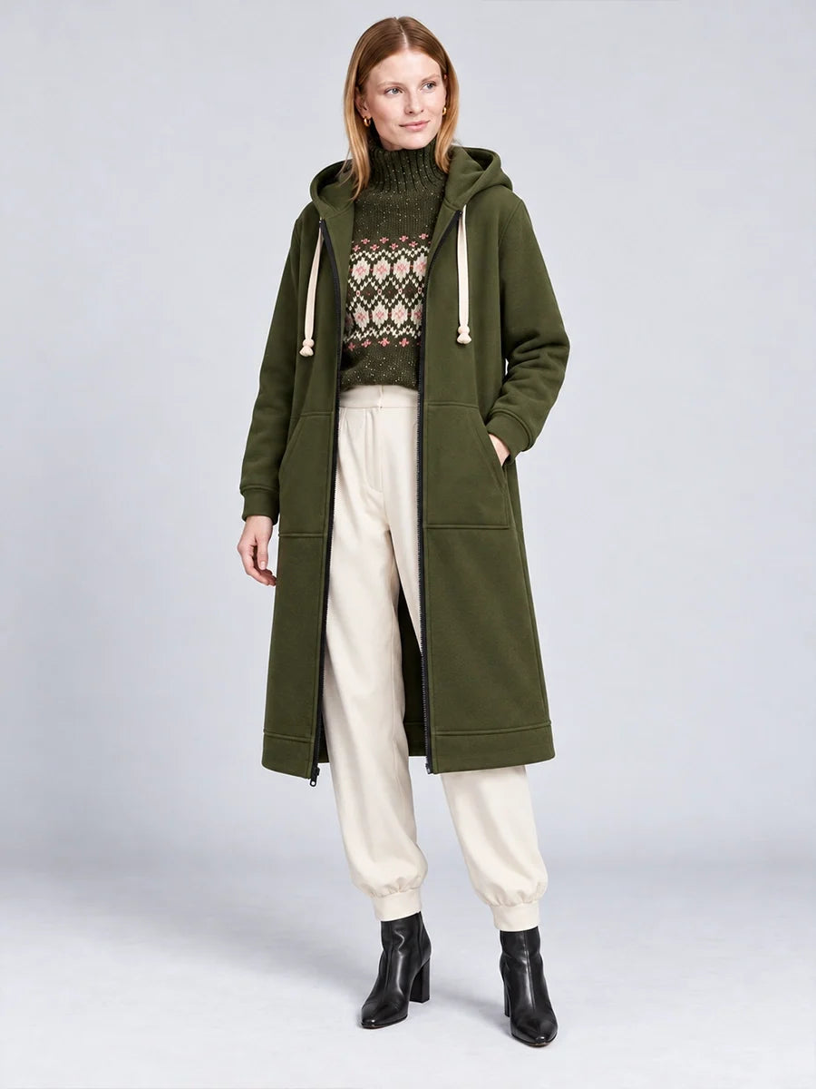 Longline Reißverschluss-Freizeitjacke für Alltags-Layering