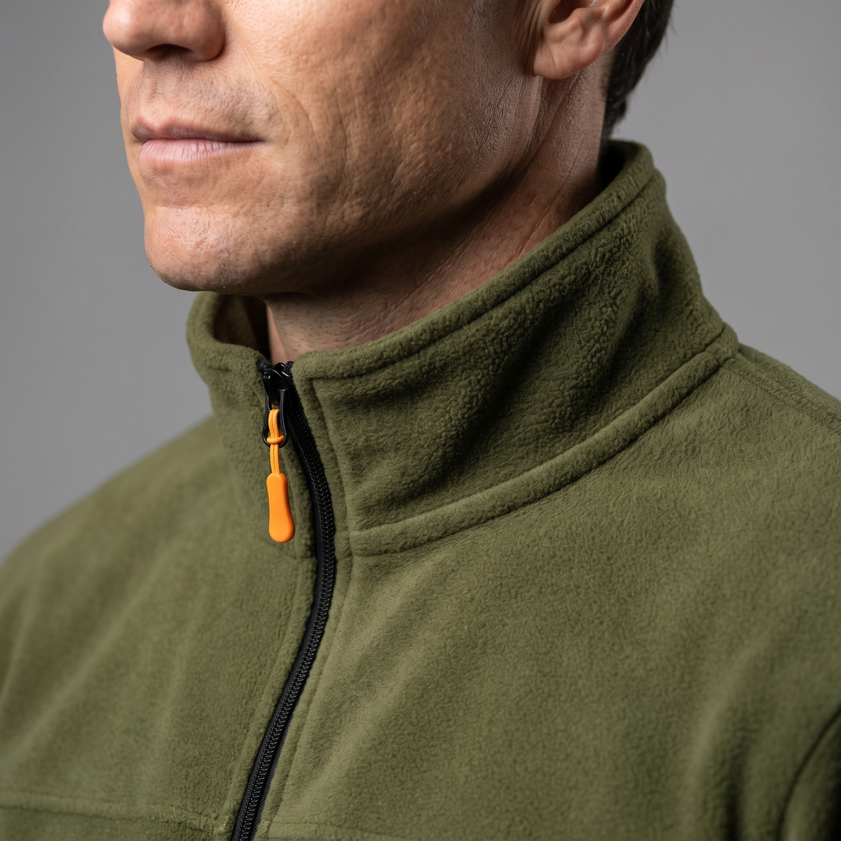 Herren-Fleecejacke - Durchgehender Reißverschluss Stehkragen - Wander- und Hiking-Midlayer