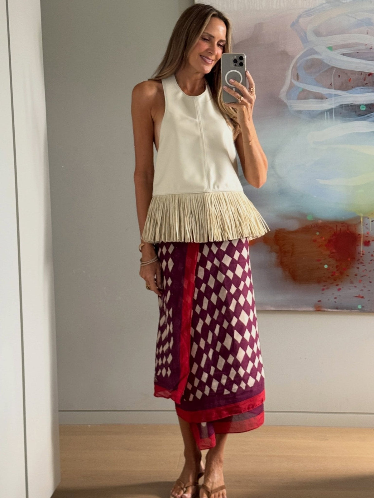 Sierra Kunstleder Fransen Neckholder-Top