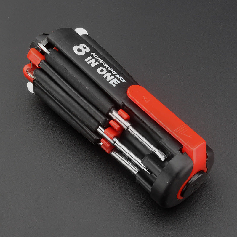 8-in-1 Klappschraubendreher mit eingebauter LED-Arbeitsleuchte und Taschenlampe