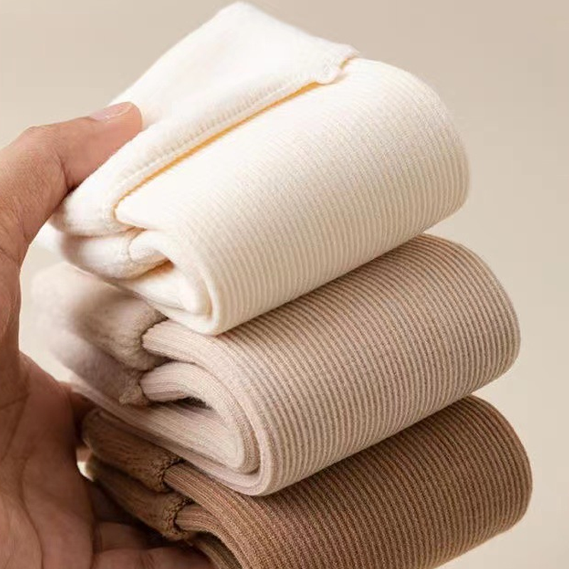 Dickere, warme einfarbige Socken für Damen, wadenlang