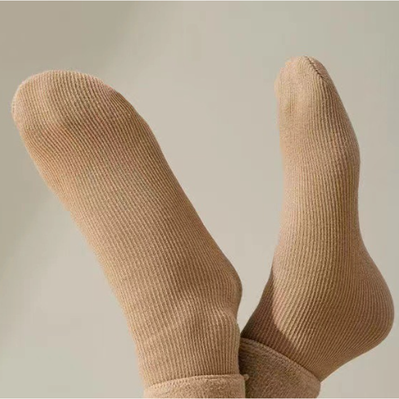 Dickere, warme einfarbige Socken für Damen, wadenlang