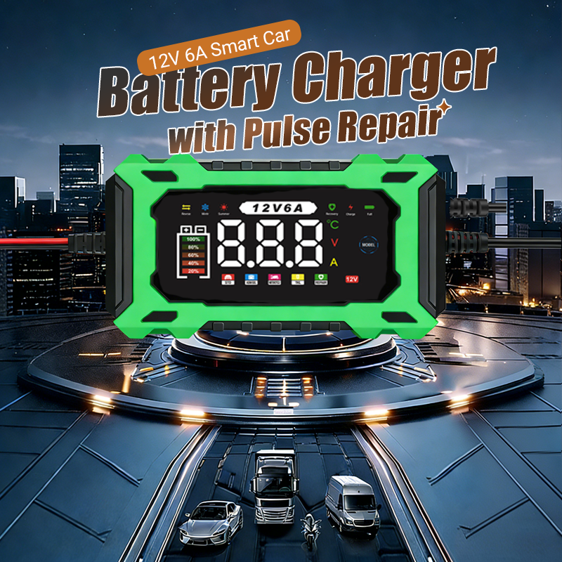 Smart Autobatterieladegerät 12 V 6 A – Impulsreparaturfunktion, LCD-Bildschirm und maximale Sicherheit