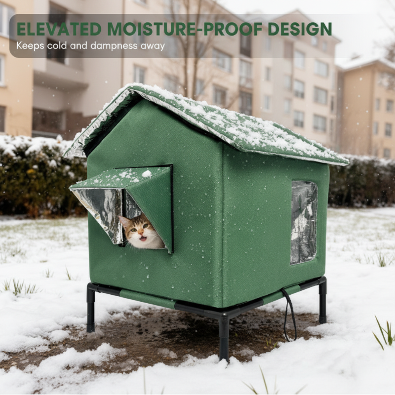 Erhöhtes Katzenhaus für Draußen – Wasserdicht, Isoliert & Geschützt gegen Wetter und Wind