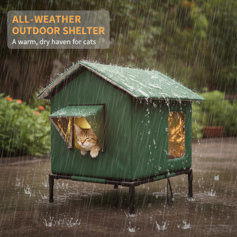 Erhöhtes Katzenhaus für Draußen – Wasserdicht, Isoliert & Geschützt gegen Wetter und Wind